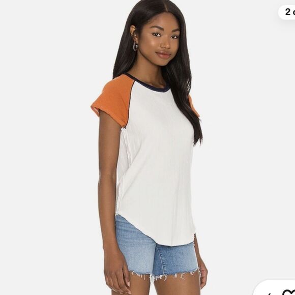 FREE PEOPLE WE THE FREE BLOCK IT BABY TEE White Size Large - Picture 8 of 8